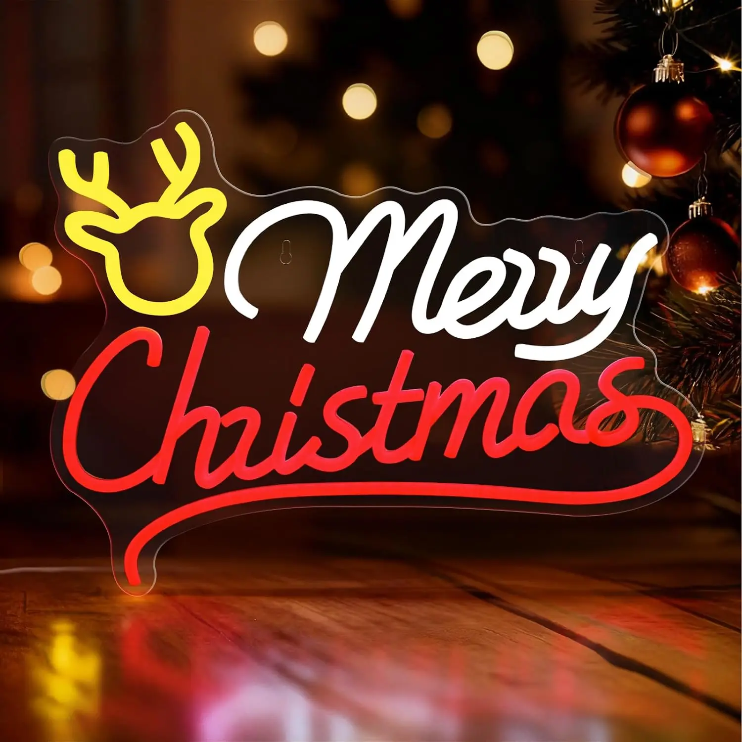 Lighting Christmas Decor - Merry Christmas Reindeer Neon Sign USB