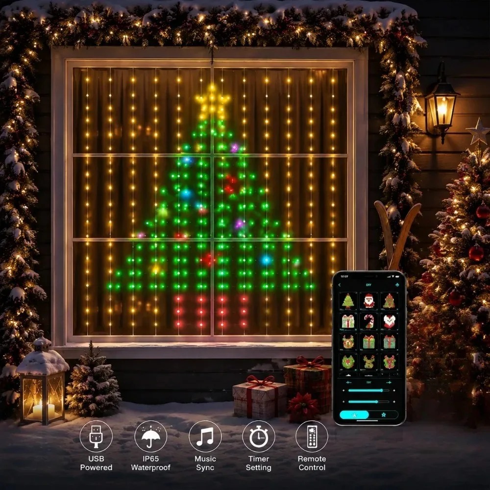 LED Christmas Curtain Lights C - Lighting Christmas Decor 评论和价格
