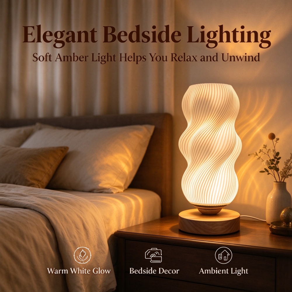 3D Printed Wave Texture Night  - Decor Lighting Lamps 评论和价格