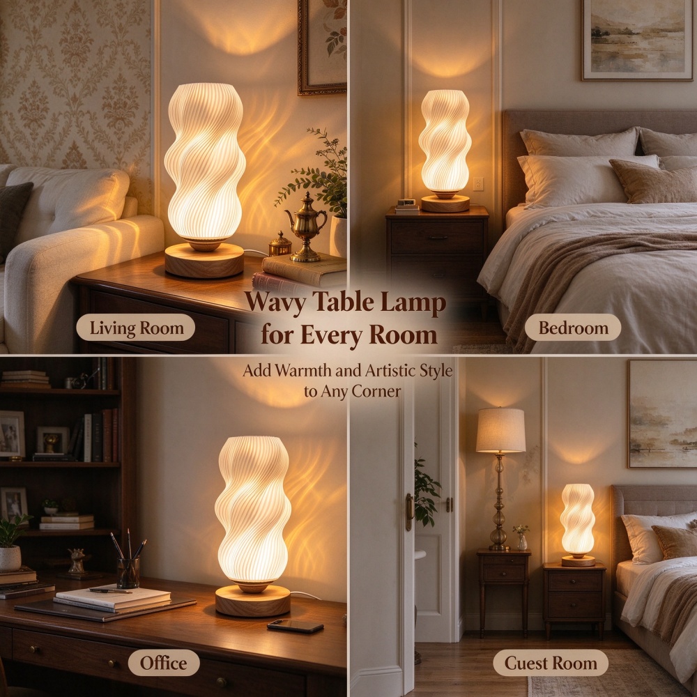 3D Printed Wave Texture Night  - Decor Lighting Lamps 评论和价格