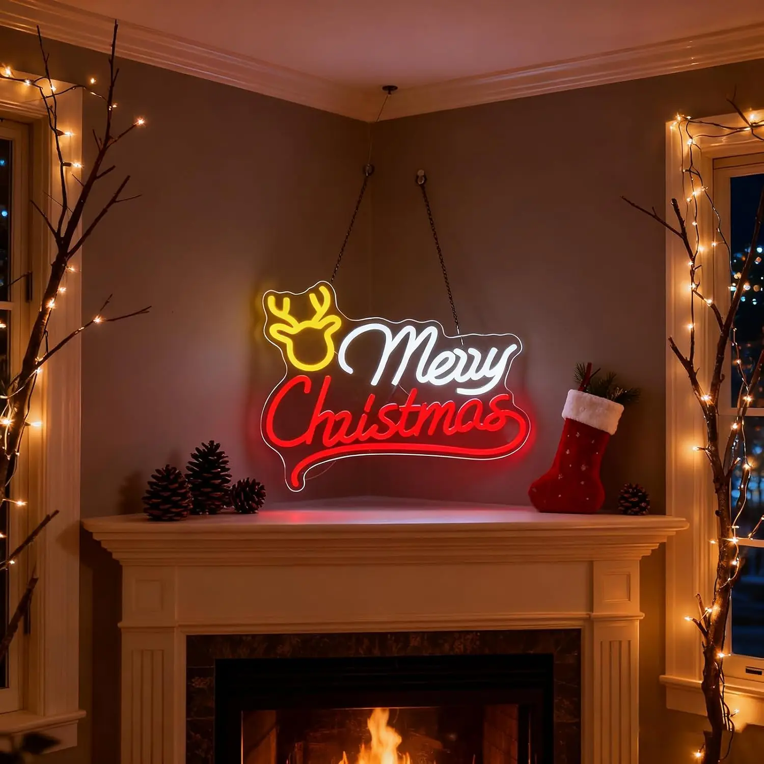 Merry Christmas Reindeer Neon  - Lighting Christmas Decor 评论和价格