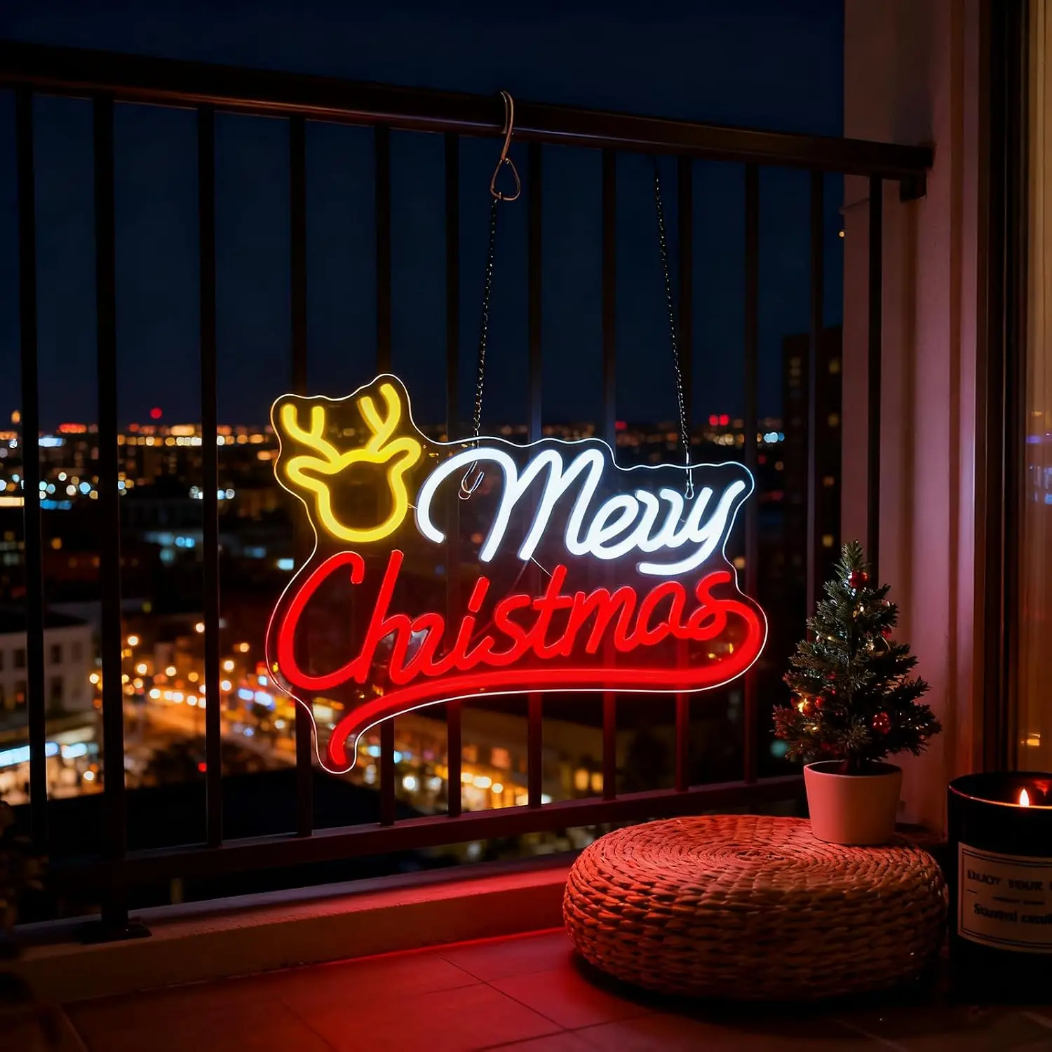 Merry Christmas Reindeer Neon  - Lighting Christmas Decor 评论和价格
